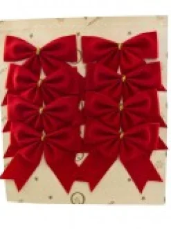 Discount Christmas Warehouse Red Velvet Christmas Tree Bow Decoration - 8 X 80Mm