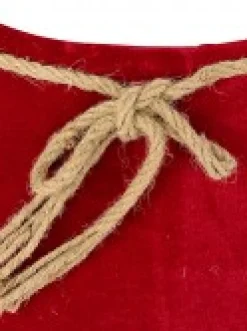 Best Christmas Warehouse Red Velvet Conical Shape With Rope Bow Christmas Tree Skirt - 58Cm