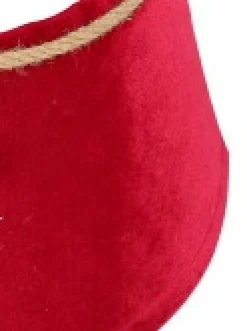 Best Christmas Warehouse Red Velvet Conical Shape With Rope Bow Christmas Tree Skirt - 58Cm