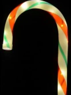 Cheap Christmas Warehouse Red, White & Green Stripe Candy Cane Garden Christmas Path Lights - 4 X 60Cm