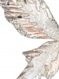 Fashion Christmas Warehouse Rose Gold Butterfly With Sheer Wings Decorative Christmas Critter Pick - 24Cm