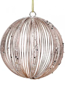 Shop Christmas Warehouse Rose Gold Wire Bauble Shape Christmas Tree Hanging Decoration - 80Mm