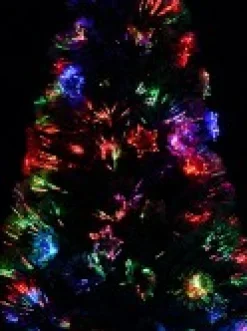 Outlet Christmas Warehouse Rotating Fibre Optic Christmas Tree With Baubles, Stars & 230 White Tips - 1.8M