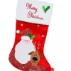 Shop Christmas Warehouse Santa & Reindeer Applique With Font & Holly Velvet Christmas Stocking - 48Cm