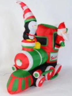 Clearance Christmas Warehouse Santa Fun Railways Train Illuminated Christmas Inflatable Display - 1.8M