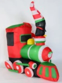 Clearance Christmas Warehouse Santa Fun Railways Train Illuminated Christmas Inflatable Display - 1.8M