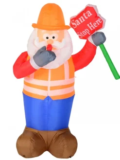 Shop Christmas Warehouse Santa Traffic Controller Illuminated Christmas Inflatable Display - 1.8M