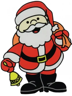 Hot Christmas Warehouse Santa With Bell & Gift Sack Gel Christmas Window Cling Decoration - 17Cm