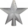 Cheap Christmas Warehouse Silver 3D Star With Splatter Pattern Christmas Tree Top Decoration - 20Cm