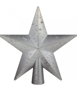 Cheap Christmas Warehouse Silver 3D Star With Splatter Pattern Christmas Tree Top Decoration - 20Cm