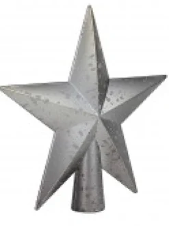 Cheap Christmas Warehouse Silver 3D Star With Splatter Pattern Christmas Tree Top Decoration - 20Cm