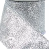 Clearance Christmas Warehouse Silver Glitter & Flecks Christmas Ribbon With Silver Glitter Edging - 3M