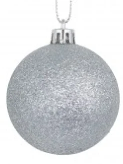 New Christmas Warehouse Silver Glittered, Matte & Metallic Christmas Bauble Decorations - 12 X 60Mm