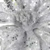 Shop Christmas Warehouse Silver Glittered Poinsettia Decorative Christmas Flower Pick - 19Cm