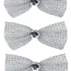 Best Christmas Warehouse Silver Mesh Bowtie With Diamante Knot Christmas Decorations - 3 X 11Cm
