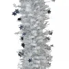 Discount Christmas Warehouse Silver Pine Needle With Stars & White Loops Christmas Tinsel Garland - 2.7M
