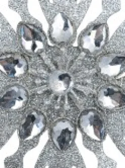 Online Christmas Warehouse Silver Snowflake With Acrylic Jewels Christmas Tree Hanging Decoration - 13Cm