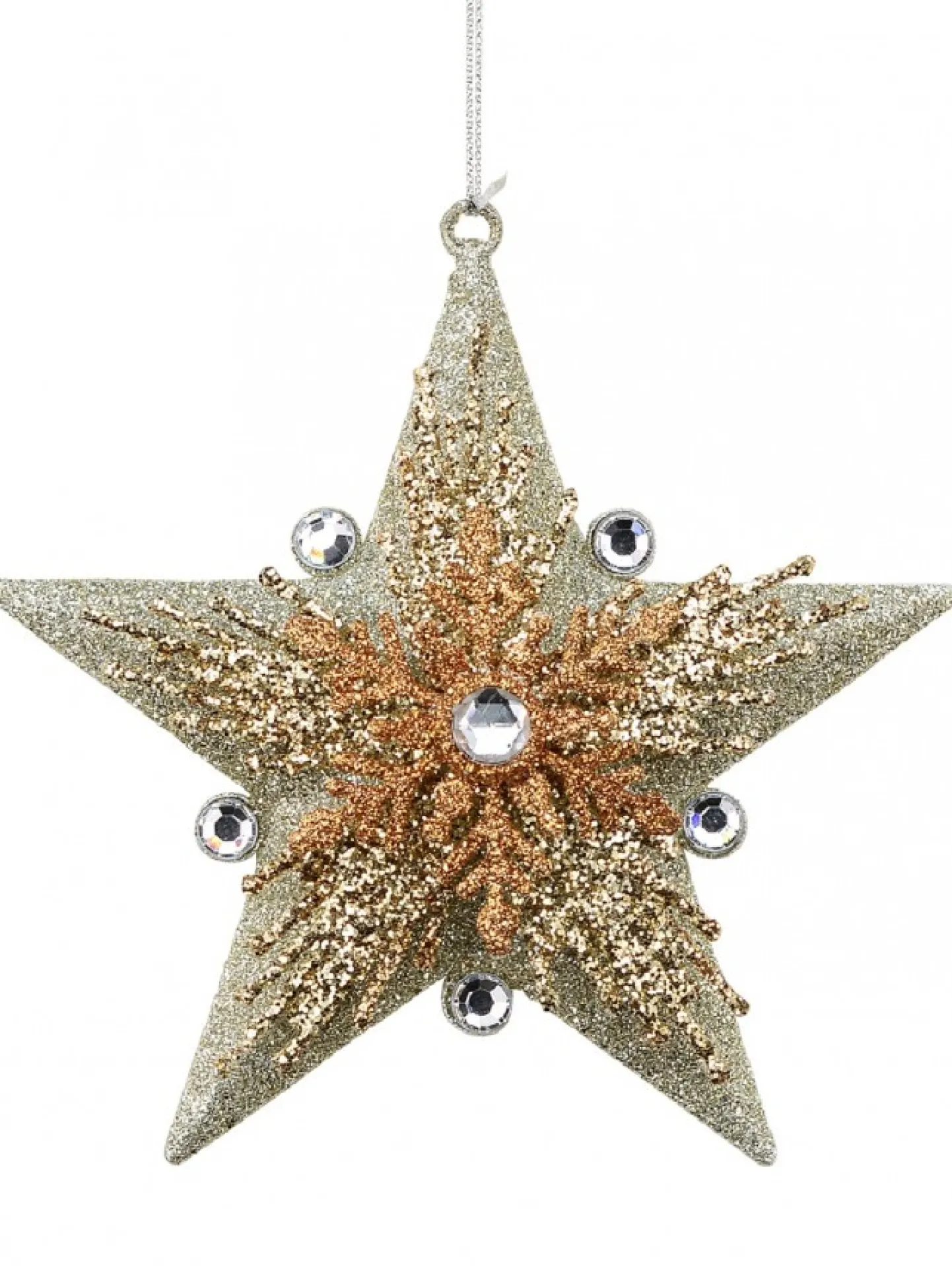 Fashion Christmas Warehouse Silver Star With Snowflakes Christmas Tree Hanging Decoration - 13Cm