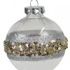 Best Sale Christmas Warehouse Silver Stripe Decorated Bauble Christmas Tree Hanging Decoration - 80Mm