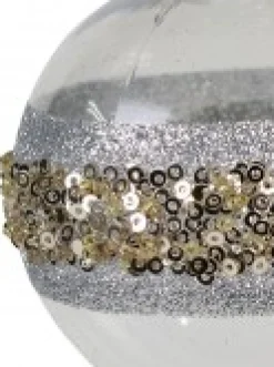 Best Sale Christmas Warehouse Silver Stripe Decorated Bauble Christmas Tree Hanging Decoration - 80Mm