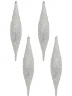 New Christmas Warehouse Silver With Frost Look Pine Cone Shape Bauble Hanging Decorations - 4 X 33Cm
