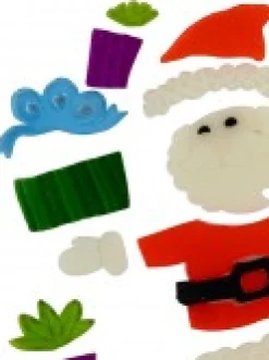 Outlet Christmas Warehouse Skating Santa & Presents Gel Christmas Window Cling Decoration - 23Cm