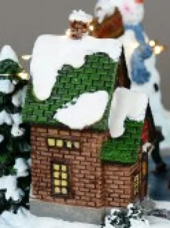 New Christmas Warehouse Snow Day! Skating Around A Frozen Pond Christmas Village Scene - 26Cm