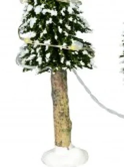 Best Christmas Warehouse Snow Flocked Illuminated Pine Tree Christmas Village Figurines - 3 X 19Cm