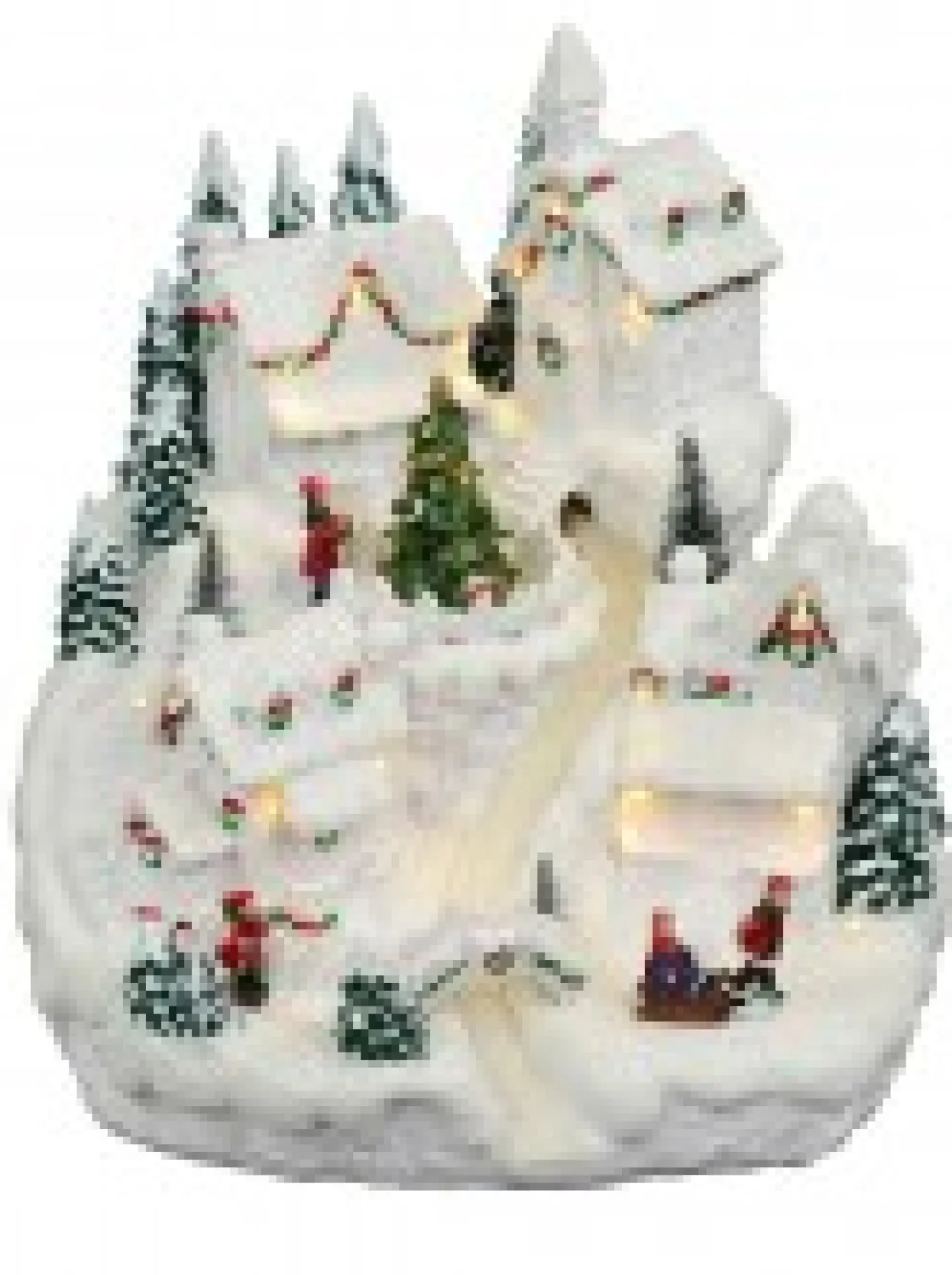 Flash Sale Christmas Warehouse Snowy Mountain Christmas Town Scene With Lights & Moving Figures - 30Cm