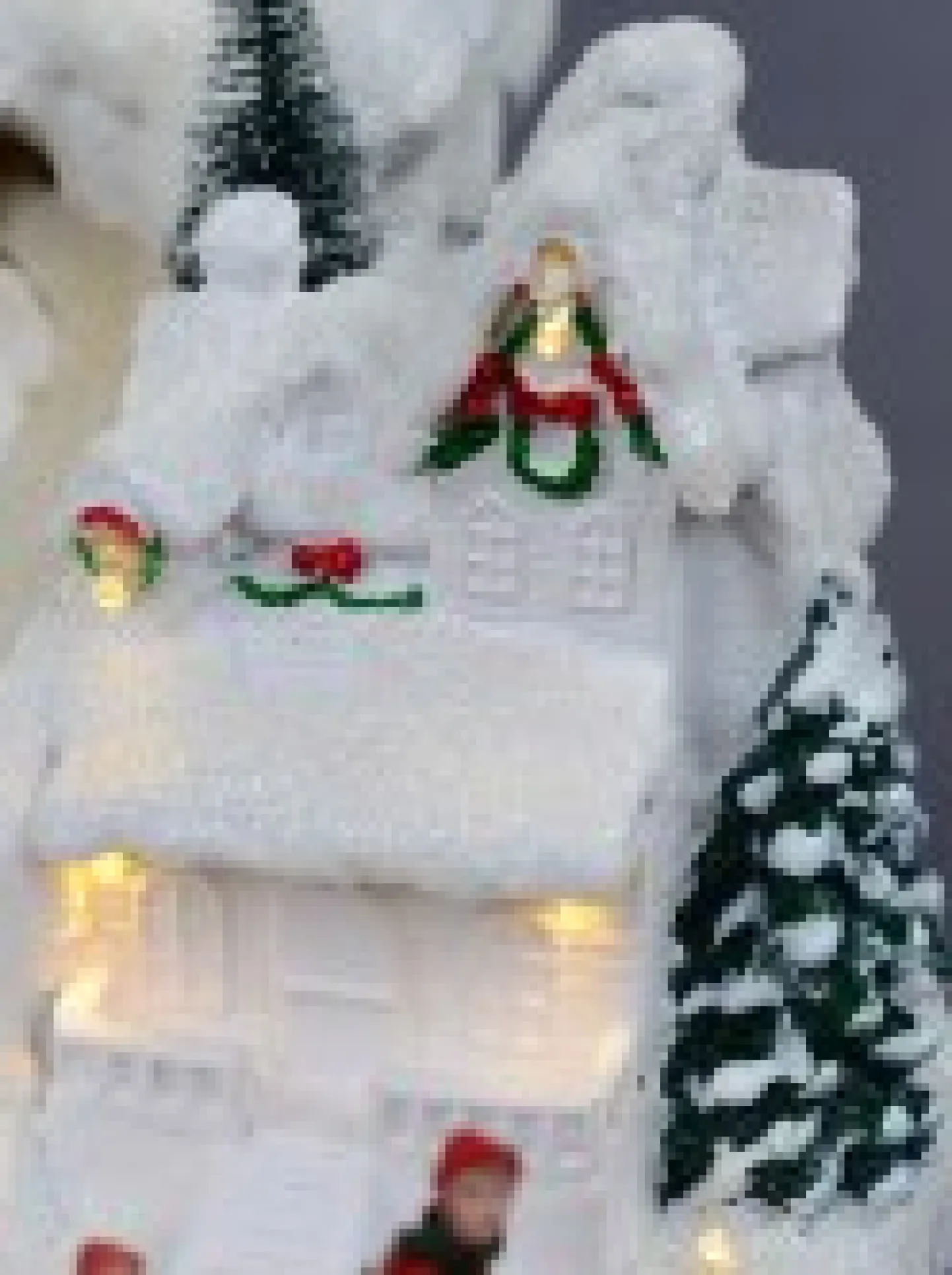Flash Sale Christmas Warehouse Snowy Mountain Christmas Town Scene With Lights & Moving Figures - 30Cm