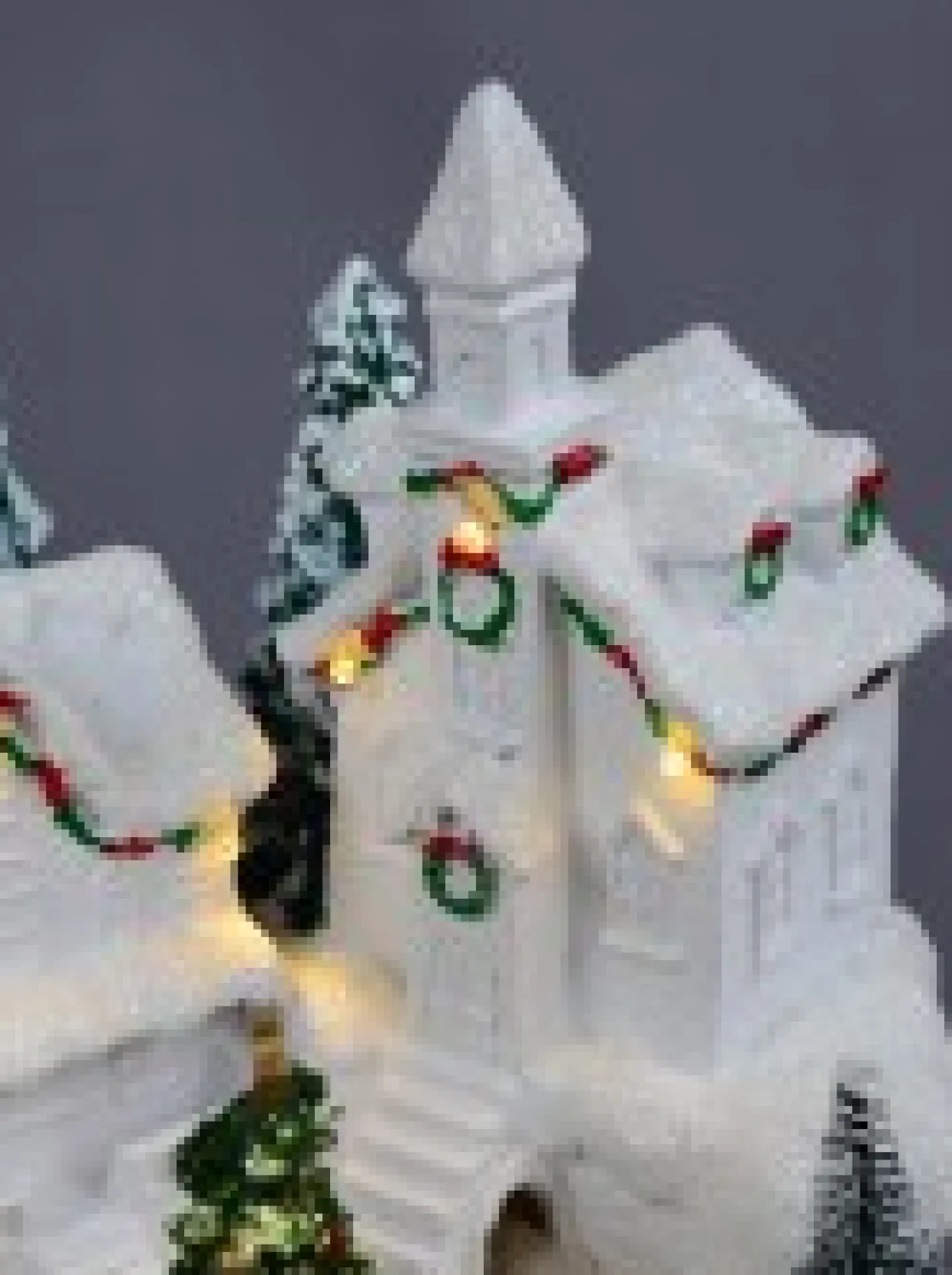Flash Sale Christmas Warehouse Snowy Mountain Christmas Town Scene With Lights & Moving Figures - 30Cm
