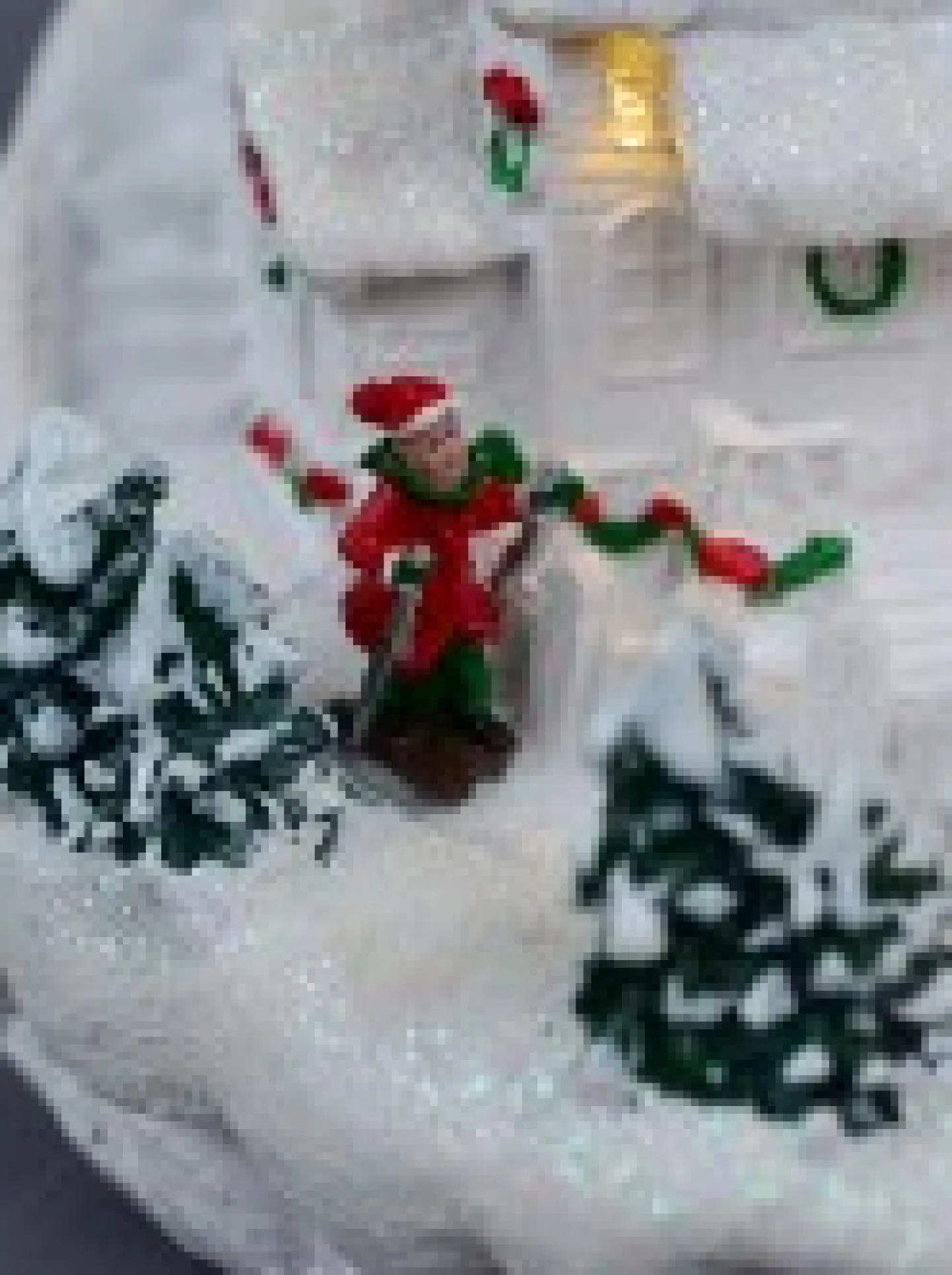 Flash Sale Christmas Warehouse Snowy Mountain Christmas Town Scene With Lights & Moving Figures - 30Cm
