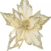 Discount Christmas Warehouse Soft Gold Poinsettia With Diamantes Decorative Christmas Flower Pick - 23Cm