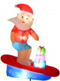 Outlet Christmas Warehouse Surfs Up Santa On Surfboard Illuminated Christmas Inflatable Display - 1.8M