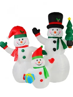 Discount Christmas Warehouse The Joyous Snowman Family Illuminated Christmas Inflatable Display - 2.2M