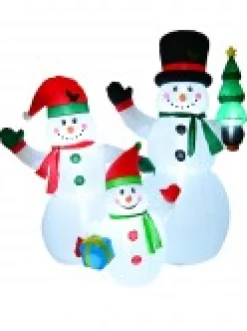 Discount Christmas Warehouse The Joyous Snowman Family Illuminated Christmas Inflatable Display - 2.2M