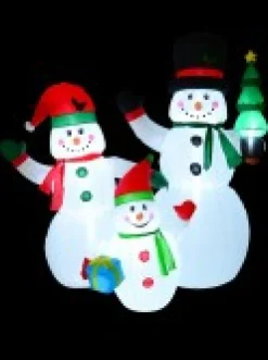 Discount Christmas Warehouse The Joyous Snowman Family Illuminated Christmas Inflatable Display - 2.2M