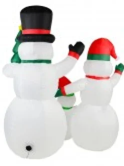 Discount Christmas Warehouse The Joyous Snowman Family Illuminated Christmas Inflatable Display - 2.2M