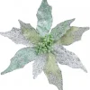 New Christmas Warehouse Three Petal Style Mint & Silver Cactus Decorative Christmas Flower Pick - 22Cm