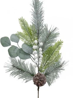Store Christmas Warehouse Three Style Leaf With White Berries Decorative Christmas Pine Stem - 70Cm