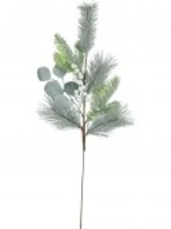 Store Christmas Warehouse Three Style Leaf With White Berries Decorative Christmas Pine Stem - 70Cm