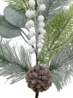 Store Christmas Warehouse Three Style Leaf With White Berries Decorative Christmas Pine Stem - 70Cm