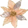 Discount Christmas Warehouse Three Style Peach Pink Poinsettia Decorative Christmas Floral Pick - 28Cm