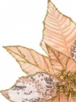 Discount Christmas Warehouse Three Style Peach Pink Poinsettia Decorative Christmas Floral Pick - 28Cm