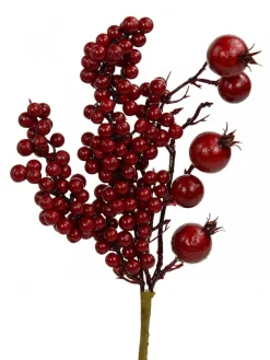 Hot Christmas Warehouse Various Size Deep Red Berries Decorative Christmas Spray Pick - 14Cm