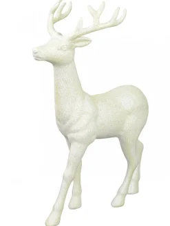 Best Christmas Warehouse White & Iridescent Glittered Standing Christmas Reindeer Ornament - 45Cm
