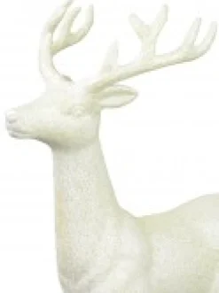 Best Christmas Warehouse White & Iridescent Glittered Standing Christmas Reindeer Ornament - 45Cm