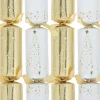 New Christmas Warehouse White & Shiny Gold Stars Christmas Tree Pattern Design Bon Bons - 8 X 29Cm