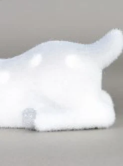 Clearance Christmas Warehouse White & Silver Glittered Flocked Sitting Christmas Reindeer Ornament - 24Cm