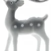 Outlet Christmas Warehouse White & Silver Glittered Flocked Standing Christmas Reindeer Ornament - 44Cm